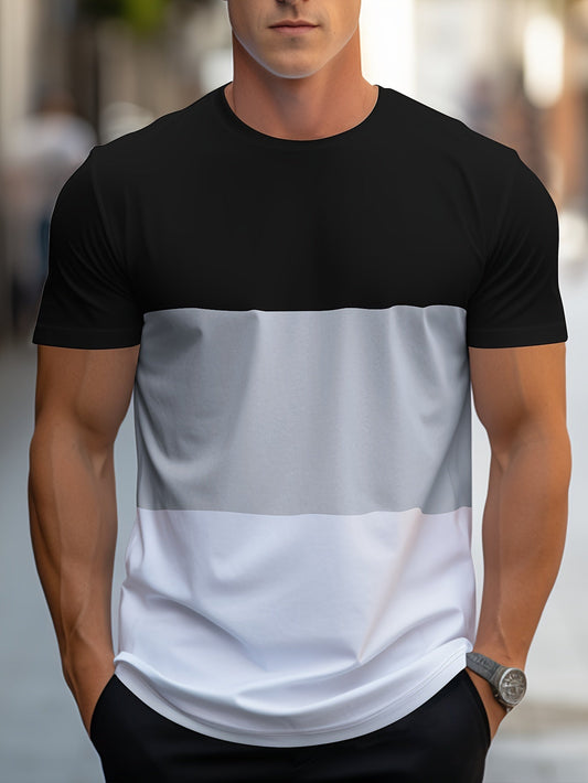 Camiseta para hombre con diseño color block y estilo urbano moderno – Ideal para tiempo libre y uso diario