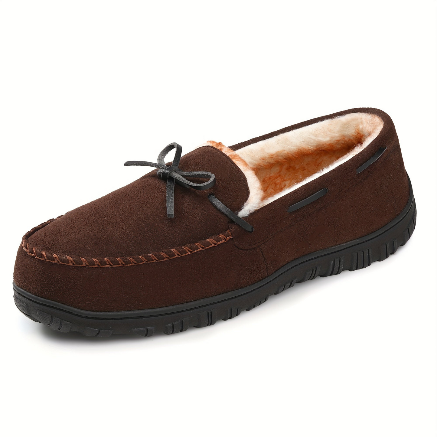 Mokassin Hausschuhe Herren, gefüttert, warm, Braun/Beige/Schwarz