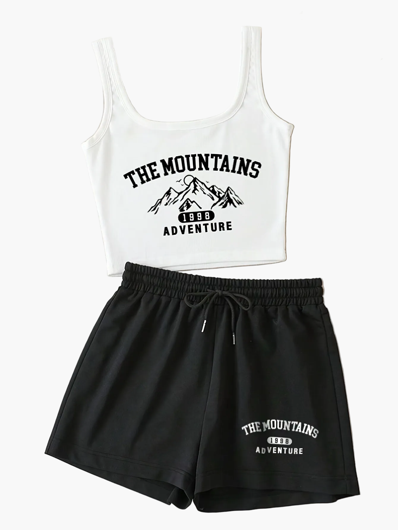 Damski zestaw sportowy na co dzień – The Mountains Adventure top i szorty – letni strój do relaksu