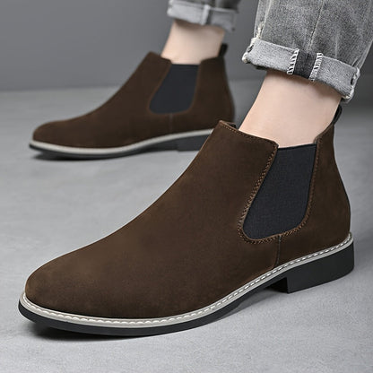 Chelsea-laarzen voor heren, suède-look, instaplaarzen met elastische inzetstukken, bruin en zwart