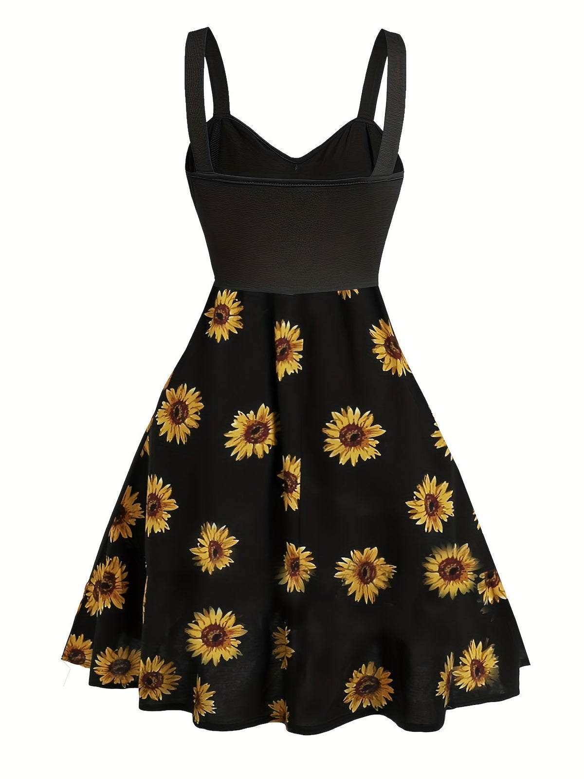 Damen Vintage Sommerkleid mit Sonnenblumenmuster und Knopfleiste – Elegantes Freizeitkleid für Frühling und Sommer