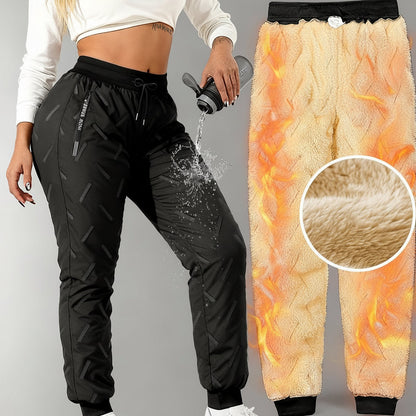Pantaloni da jogging invernali da donna, imbottiti e idrorepellenti, per sport e tempo libero