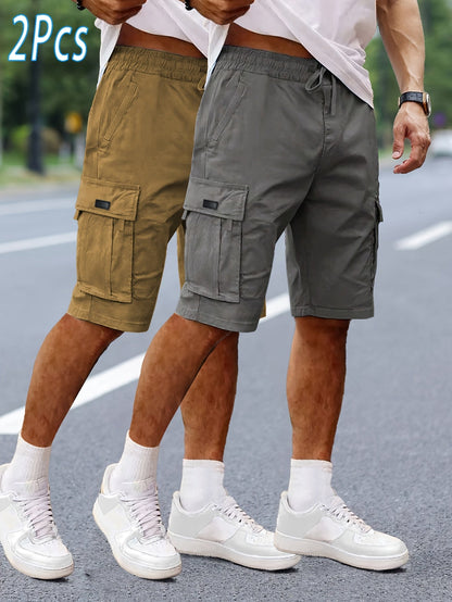 Heren Cargo Shorts 2-pack – Vrije tijd & Outdoor, Comfortabele cargoshorts met zakken, Regular Fit
