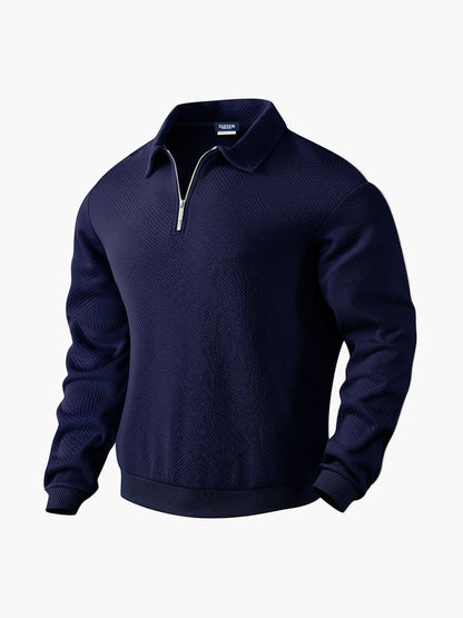 Herre pullover med halvlukning og moderne strukturmønster – Smart casual og kontor