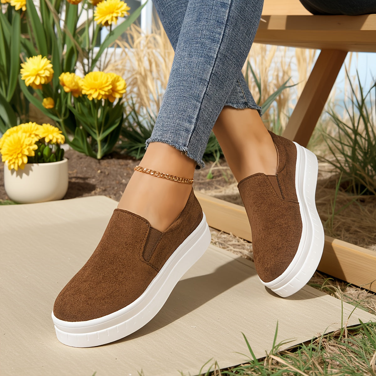 Sneaker Slip-On Donna con Plateau – Elegante Stile Penny-Loafer per Primavera e Quotidiano