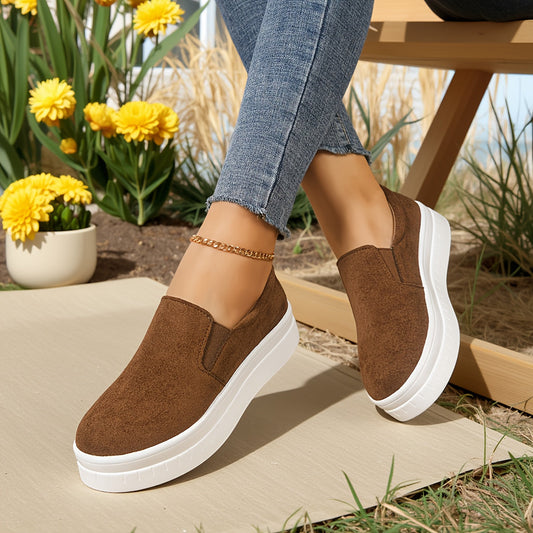 Zapatillas slip-on de plataforma para mujer – Estilo elegante de mocasín penny para primavera y uso diario