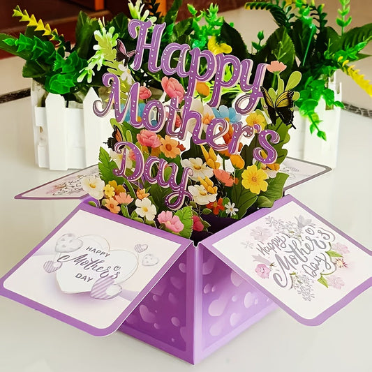 Tarjeta emergente 3D para el Día de la Madre con motivo floral – Tarjeta decorativa para mujeres, idea de regalo para el Día de la Madre