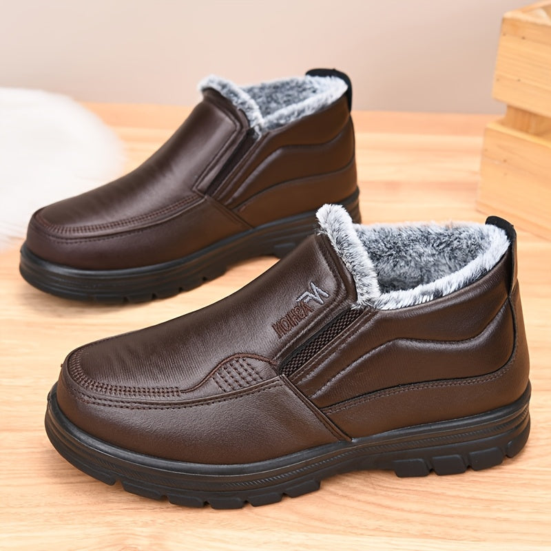 Herren Winter Slip-on Schuhe Braun gefüttert mit dicker Sohle