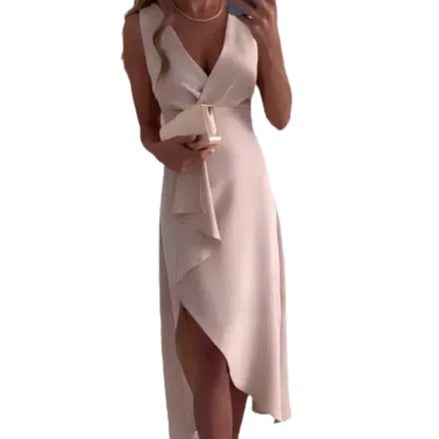 Elegante abito da sera asimmetrico da donna per matrimoni e occasioni speciali