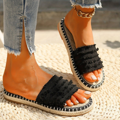 Espadrilles bohèmes pour femmes, pantoufles d'été pour loisirs et vacances