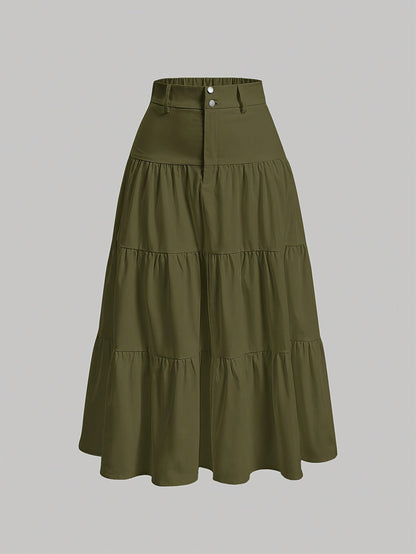 Damen Maxirock mit hoher Taille und Stufen-Design – Eleganter Freizeitrock für Frühling und Sommer