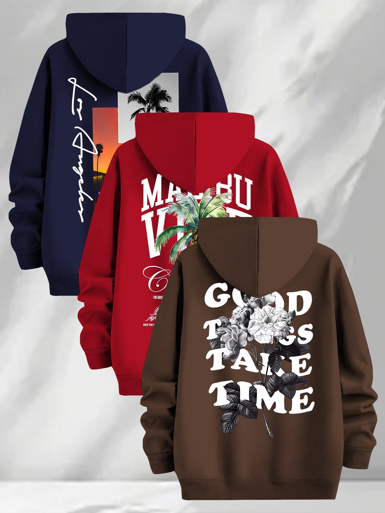 Hoodie mit Kapuze & Kordelzug, Fronttasche, Langarm, verschiedene Designs