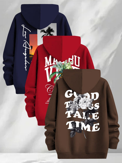 Hoodie mit Kapuze & Kordelzug, Fronttasche, Langarm, verschiedene Designs