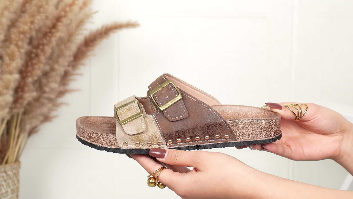 Dame Vintage Komfort Sandaler med Spænder – Åbne Sommersko til Hverdag & Fritid