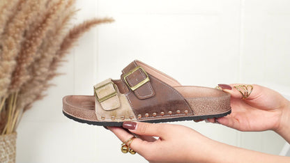 Dame Vintage Komfort Sandaler med Spænder – Åbne Sommersko til Hverdag & Fritid