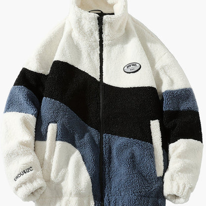 Herre preppy stil softshelljakke med farveblok-design og ståkrave – Fritidsjakke med lynlås