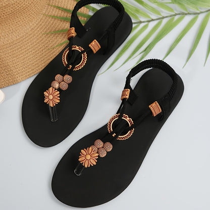 Infradito da donna con decorazione floreale boho – Scarpe estive comode per tempo libero e vacanze