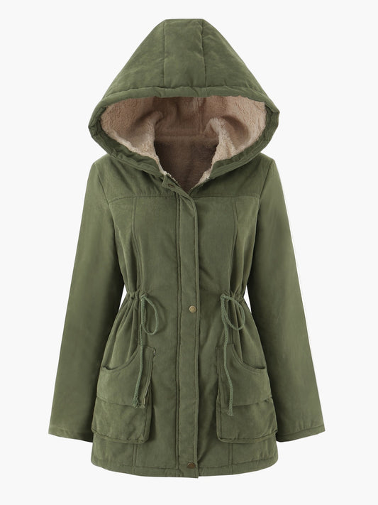 Dames winterparka met capuchon en trekkoord – Vrijetijdsjack voor koude dagen