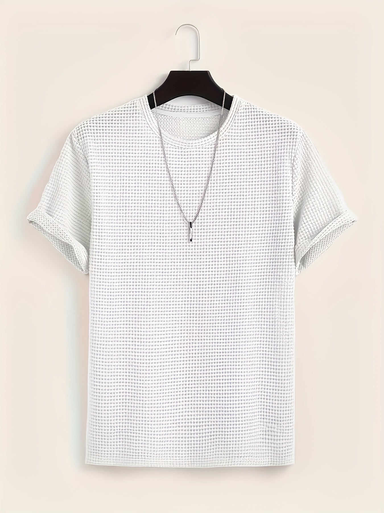 Męski krótki rękaw T-shirt ze strukturą i nowoczesnym stylem casualowym