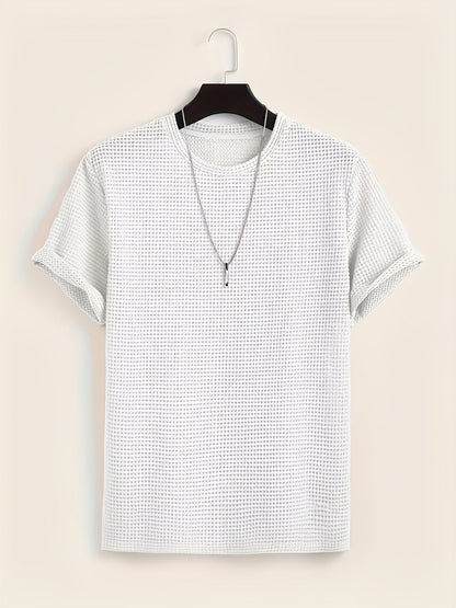Męski krótki rękaw T-shirt ze strukturą i nowoczesnym stylem casualowym