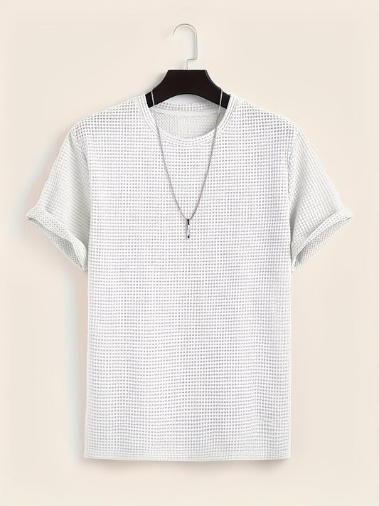Heren T-shirt met korte mouwen, structuurpatroon en moderne vrijetijdsstijl