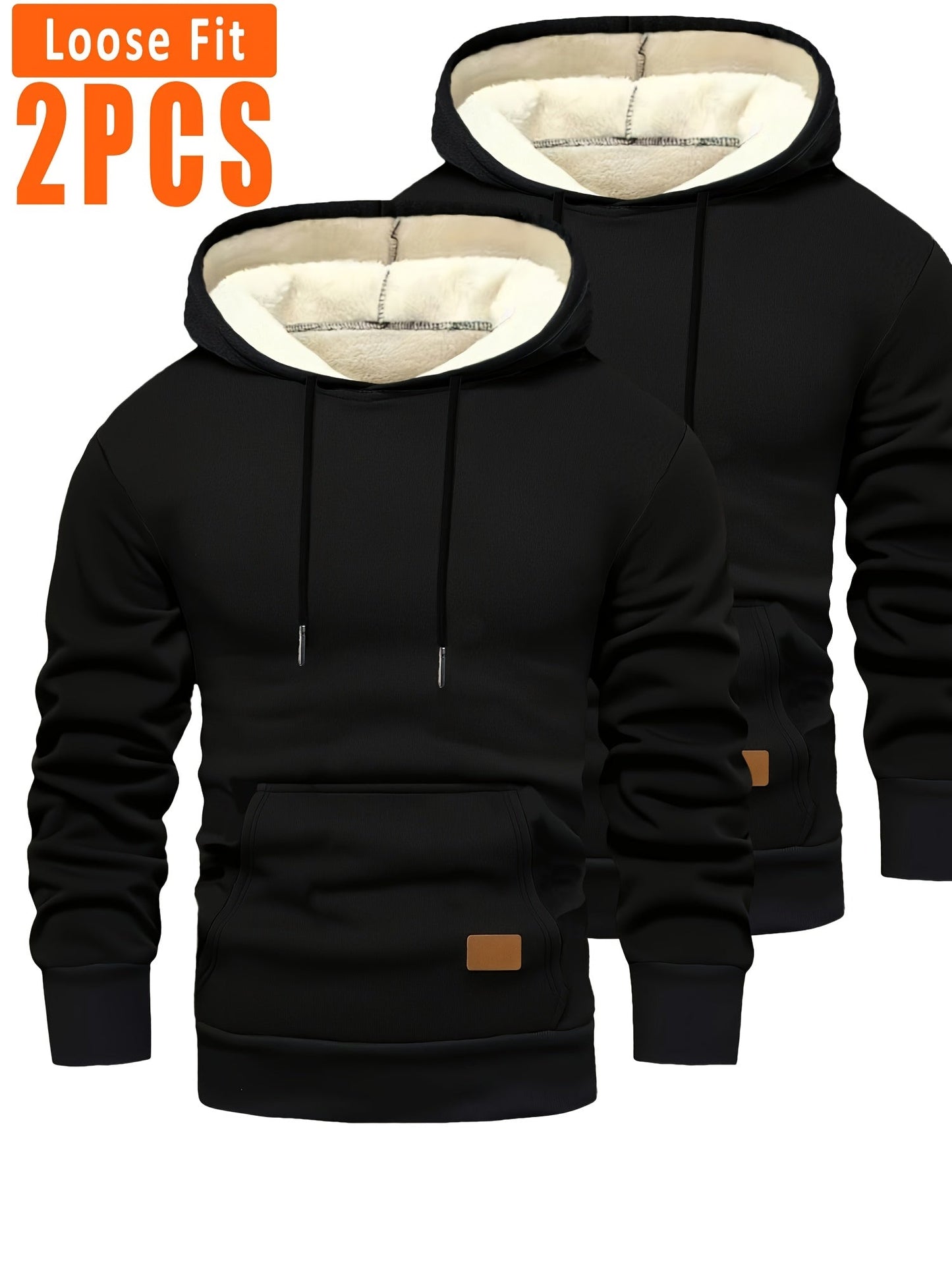 Pack de 2 sudaderas con capucha de corte holgado para hombre y forro interior suave