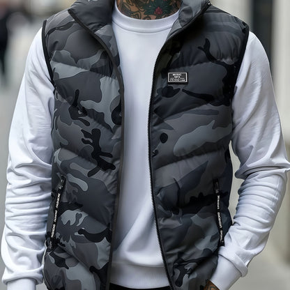 Gilet trapuntato mimetico da uomo con collo alto – gilet imbottito da outdoor