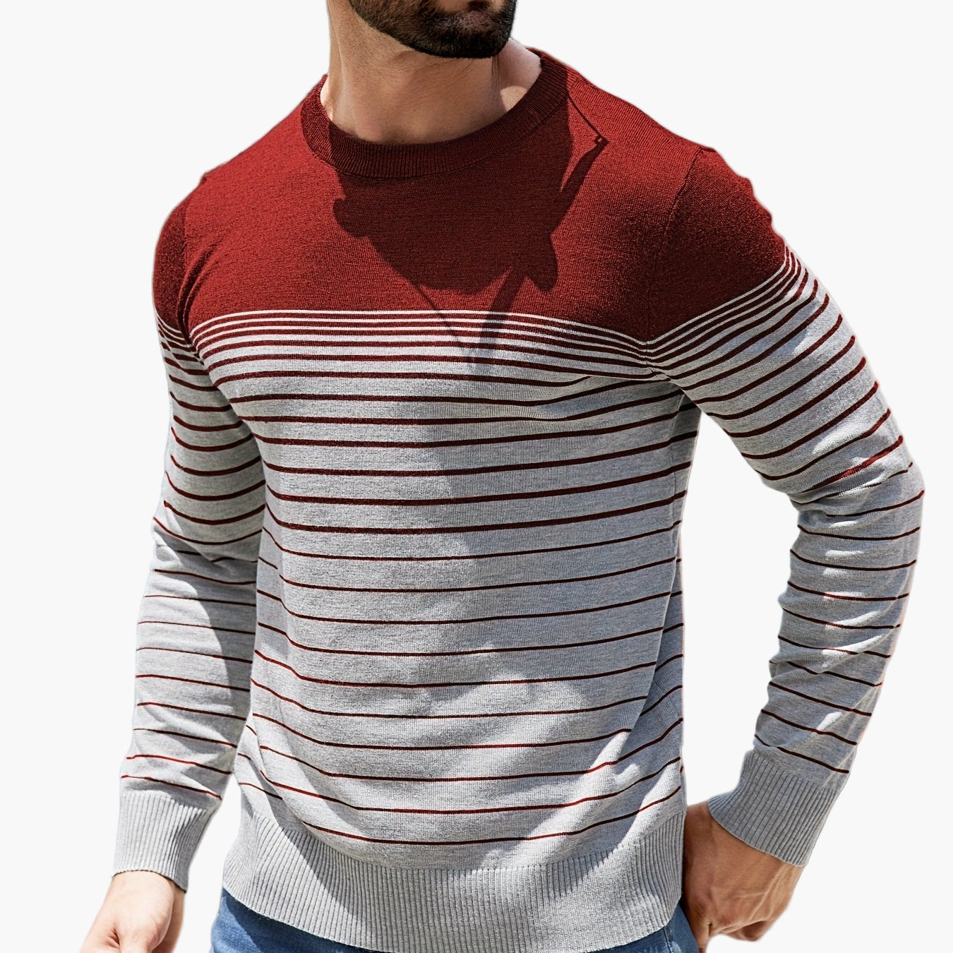 Herren Strickpullover mit Streifenmuster – Lässiger Freizeit-Look für Alltag und Büro