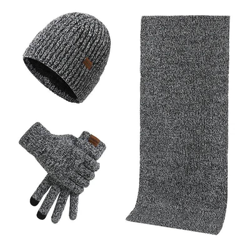 Stoere winterset met muts, sjaal en handschoenen