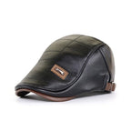 Retro leren baret voor heren met verstelbare band