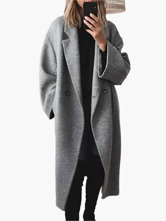 Damski oversize płaszcz zimowy – Klasyczny długi płaszcz na jesień i zimę, elegancki miejski look