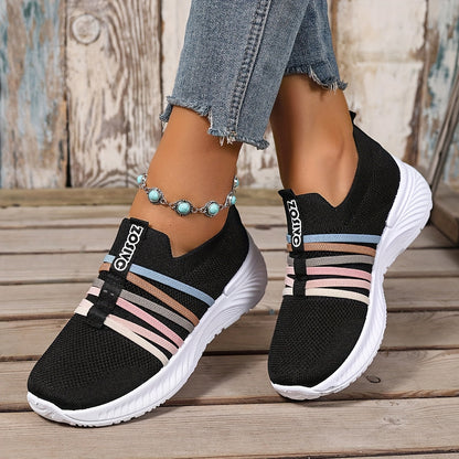 Sneaker Slip-On da donna con motivo a righe – Scarpe casual comode per tutti i giorni e viaggi