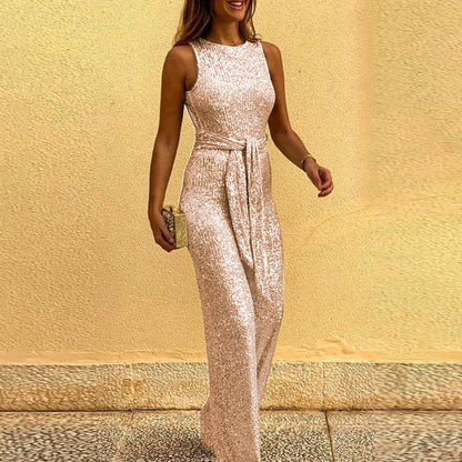 Mono elegante de lentejuelas para mujer con espalda descubierta para ocasiones festivas y fiestas