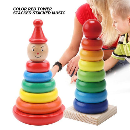 Kinder houten stapeltoren educatief speelgoed – Pedagogische regenboog stekspel toren