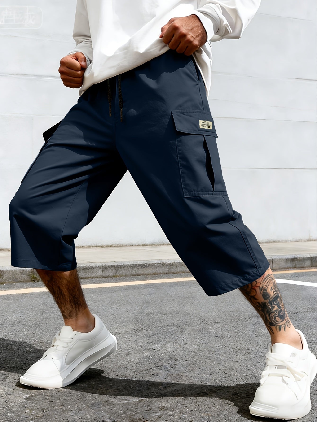 Shorts cargo homme style streetwear, longueur genou, pantalon de loisirs confortable avec poches