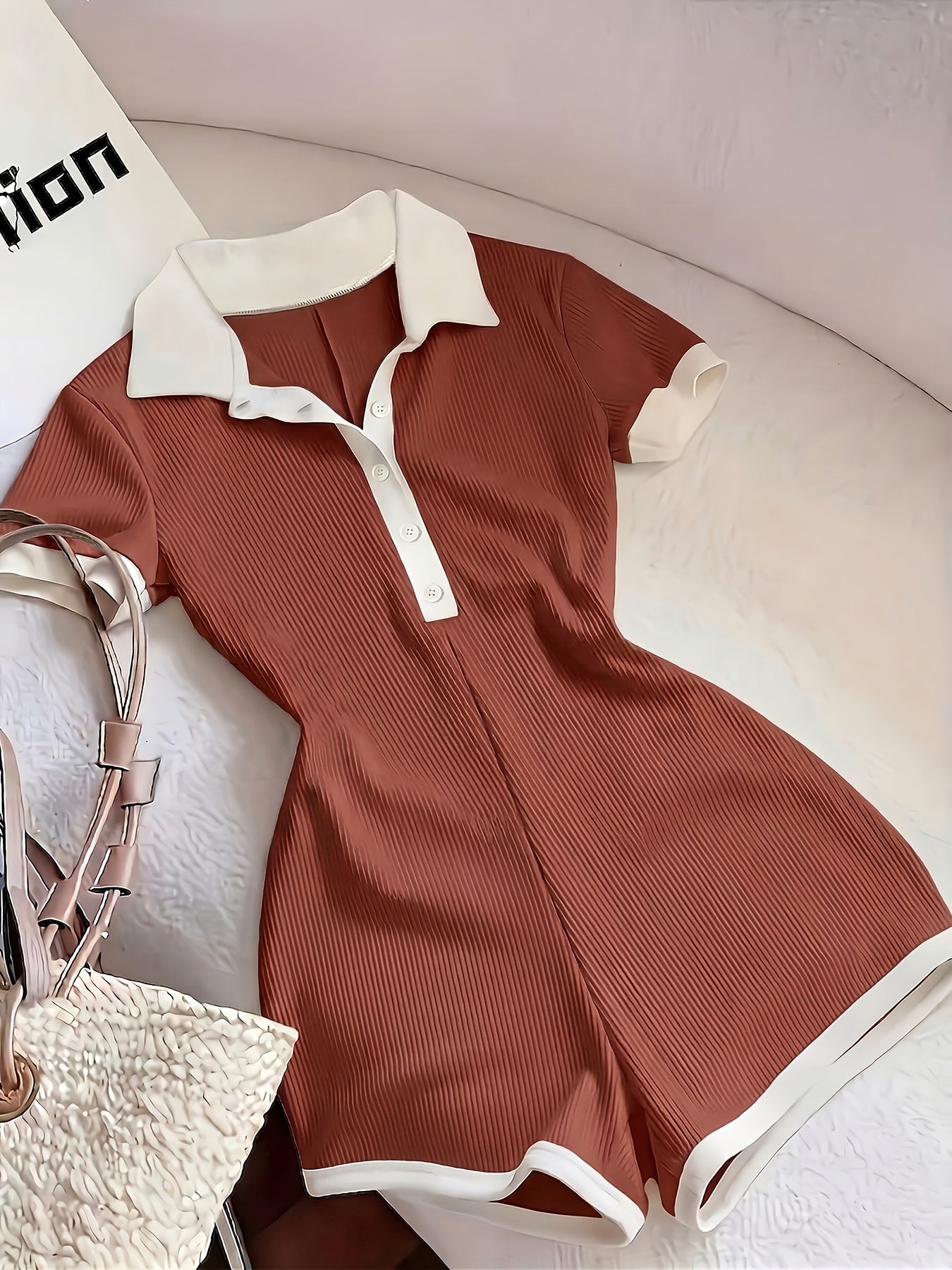 Combinaison short polo élégante pour femme, coupe skinny, pour l'été et les loisirs