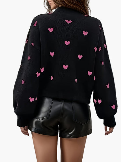 Damepullover i elegant hjerte-design – Moderigtig strikpullover til hverdag og fritid