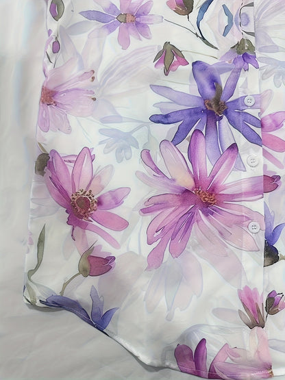 Damen Bluse mit Blumenmuster – Elegante Langarm Hemdbluse für Freizeit und Büro