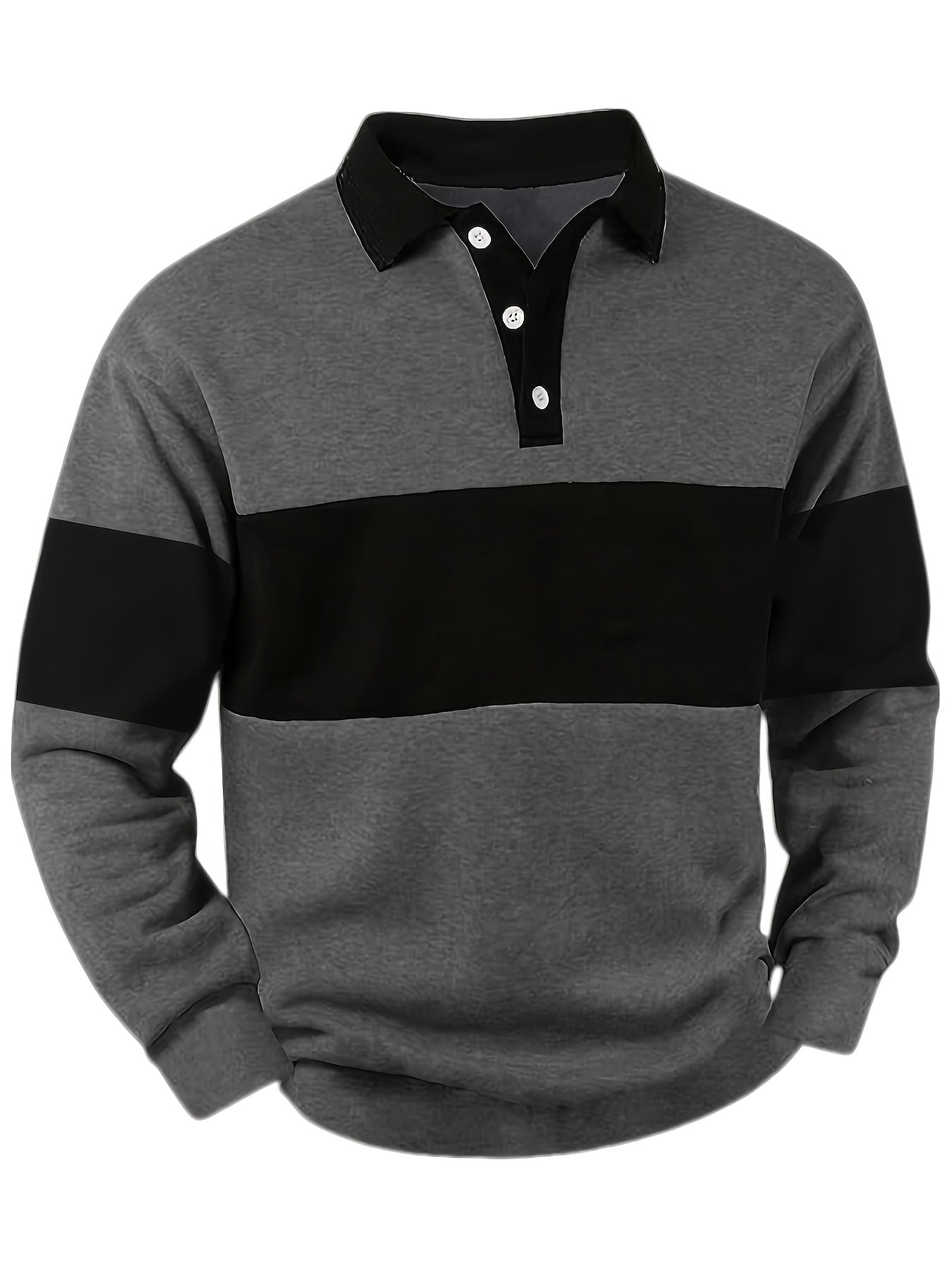 Polo da uomo a maniche lunghe, a righe, con colletto