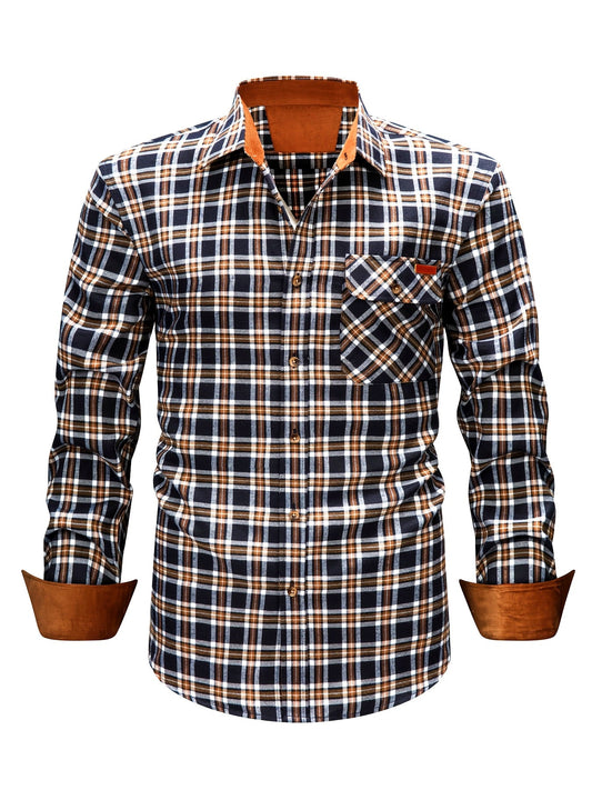 Heren casual overhemd geruit met lange mouwen – modern overhemd voor dagelijks gebruik en kantoor