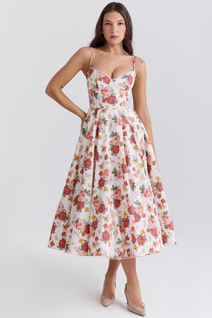 Robe midi festive pour femmes avec corsage et jupe évasée – Robe de soirée élégante pour occasions spéciales