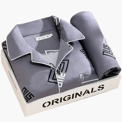 Set pigiama da uomo con stampa piume – Set elegante per tutto l’anno