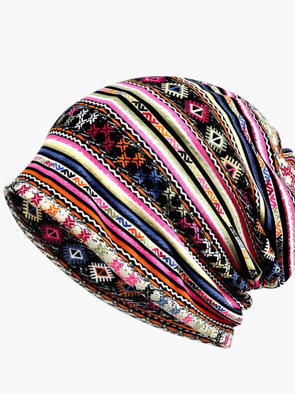 Damska czapka beanie z kwiatowym wzorem – modny komin na wiosnę, lato i jesień