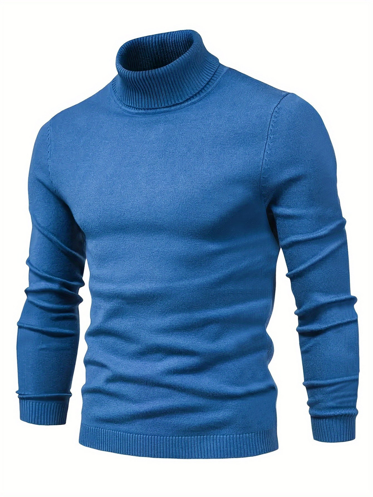 Klassisk ribstrikket rullekravesweater til mænd