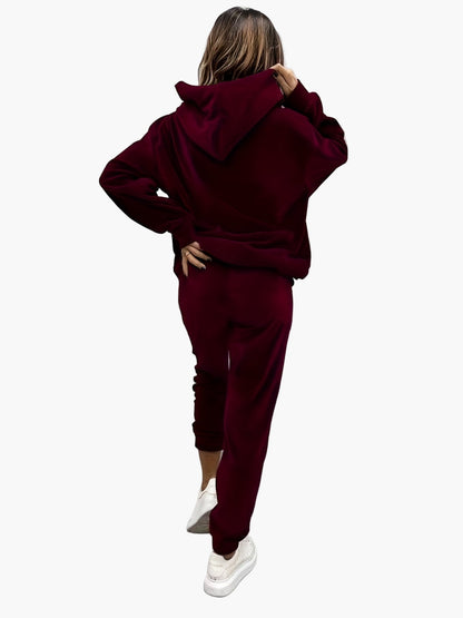 Completo tuta casual da donna – Felpa con cappuccio e pantaloni da jogging alla moda per tutti i giorni e viaggi