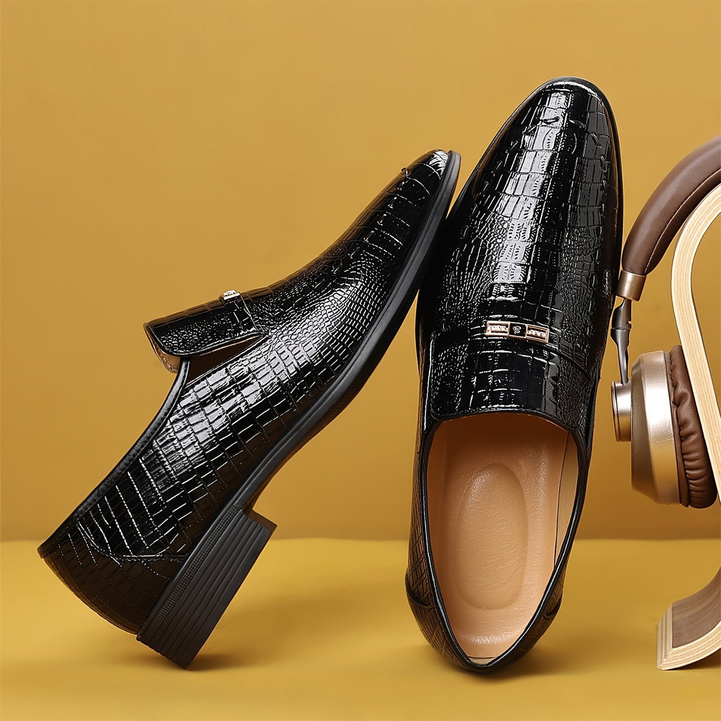 Mocassini da uomo business in elegante look con stampa coccodrillo – Scarpe eleganti da abito per ufficio e occasioni formali