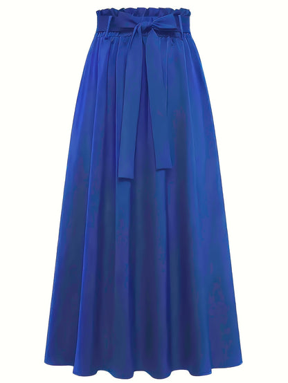 Damen Maxirock mit Paperbag-Bund und Schleife – Eleganter Freizeitrock für Frühling und Sommer
