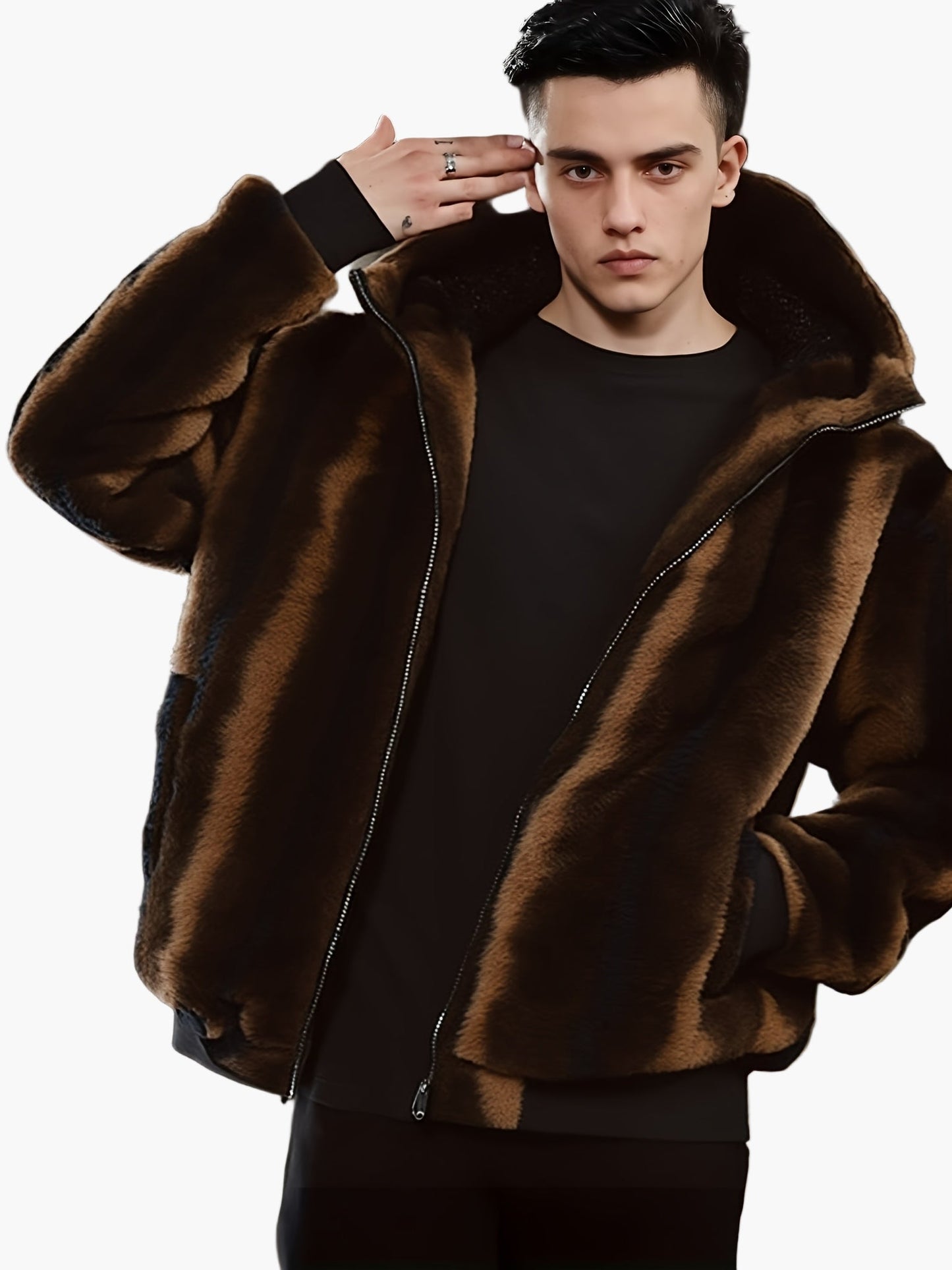 Chaqueta con capucha para hombre en look de tendencia para otoño e invierno – Declaración de moda cálida para tiempo libre y uso diario