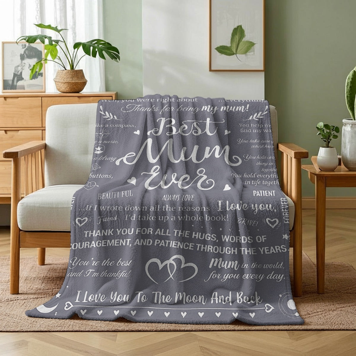 Geschenkdecke für Frauen – Kuschelige Boho-Stil Wohndecke mit Sprüchen für die beste Mama, Dankeschön & Liebe, Sofa- und Wohnaccessoire