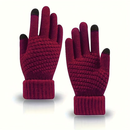 Guantes de punto unisex con función para pantalla táctil, con forro cálido